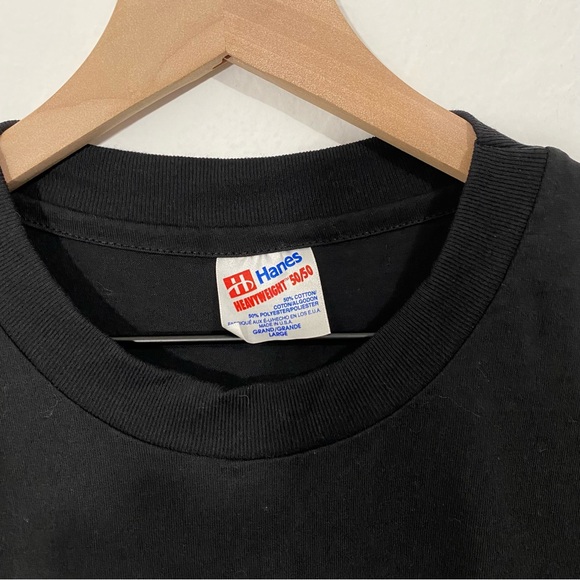 Hanes Heavyweight 50/50 Vintage Black White Print Communication History T Shirt - Picture 4 of 5